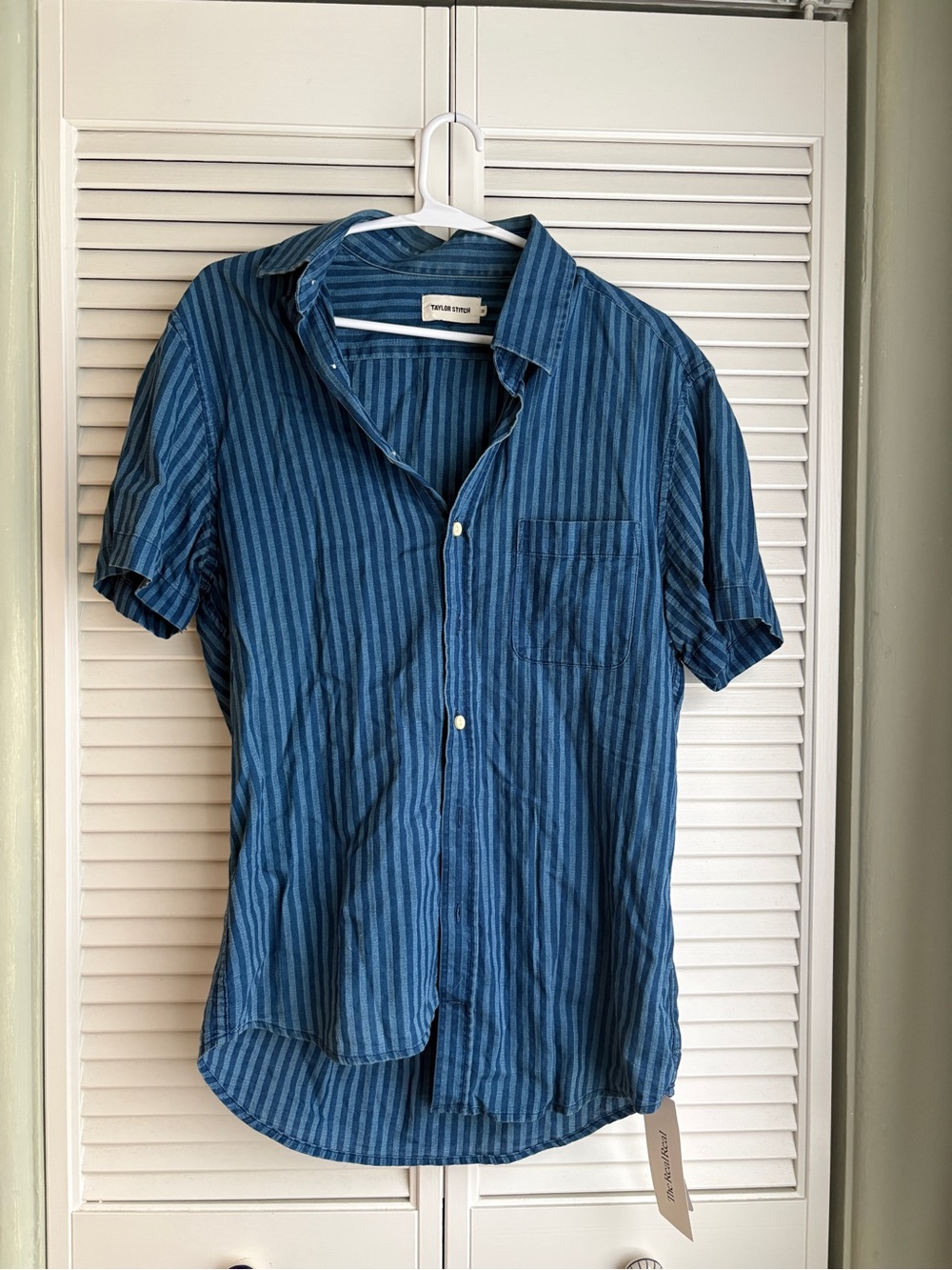 Taylor Stitch Blue Striped Short-Sleeve Button-Down Shirt